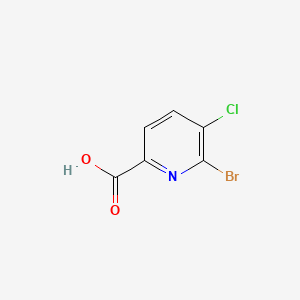 Chemical structure of 6-bromo-5-chloropyridine-2-carboxylic acid