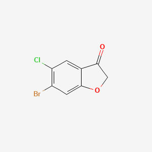 Chemical structure of 6-bromo-5-chlorobenzofuran-3(2H)-one