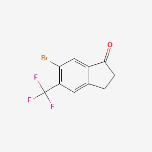 Chemical structure of 6-Bromo-5-(trifluoromethyl)-2,3-dihydro-1H-inden-1-one
