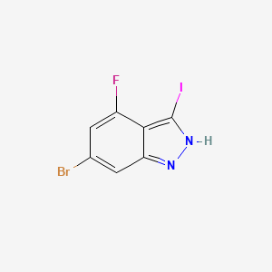 Chemical structure of 6-Bromo-4-fluoro-3-iodo-1H-indazole