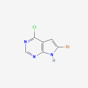 Chemical structure of 6-Bromo-4-chloro-7H-pyrrolo[2,3-d]pyrimidine