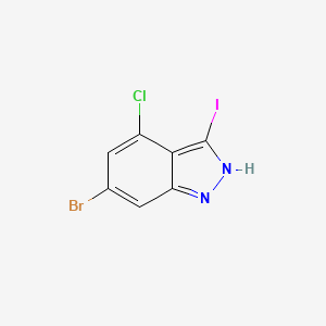 Chemical structure of 6-Bromo-4-chloro-3-iodo-1H-indazole
