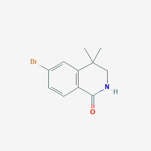Chemical structure of 6-Bromo-4,4-dimethyl-3,4-dihydroisoquinolin-1(2H)-one