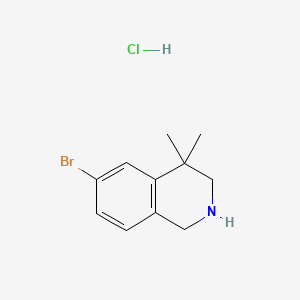 Chemical structure of 6-Bromo-4,4-dimethyl-1,2,3,4-tetrahydroisoquinoline hydrochloride