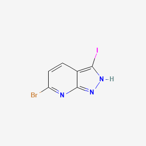 Chemical structure of 6-Bromo-3-iodo-1H-pyrazolo[3,4-b]pyridine