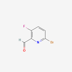Chemical structure of 6-bromo-3-fluoropyridine-2-carbaldehyde