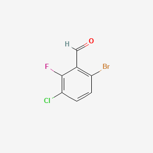 Chemical structure of 6-Bromo-3-chloro-2-fluorobenzaldehyde