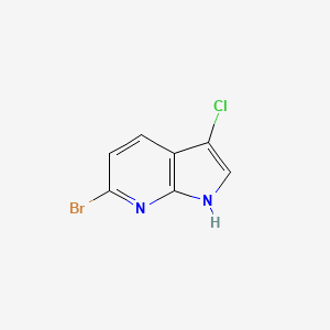 Chemical structure of 6-Bromo-3-chloro-1H-pyrrolo[2,3-b]pyridine
