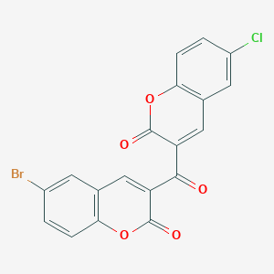 Chemical structure of 3-(6-Bromo-2-oxochromene-3-carbonyl)-6-chlorochromen-2-one