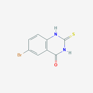 Chemical structure of 6-bromo-2-thioxo-2,3-dihydroquinazolin-4(1H)-one