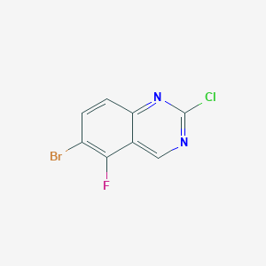 Chemical structure of 6-bromo-2-chloro-5-fluoroquinazoline