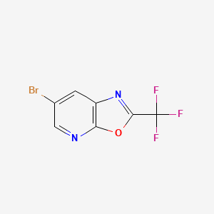 Chemical structure of 6-Bromo-2-(trifluoromethyl)oxazolo[5,4-b]pyridine