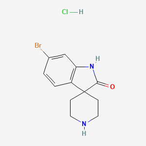 Chemical structure of 6-Bromo-1,2-dihydrospiro[indole-3,4'-piperidine]-2-one hydrochloride