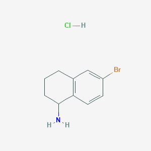 Chemical structure of 6-Bromo-1,2,3,4-tetrahydronaphthalen-1-amine hydrochloride