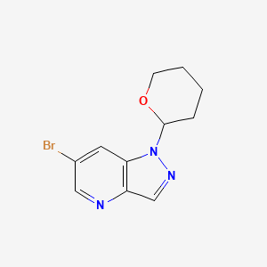 Chemical structure of 6-Bromo-1-(tetrahydro-2H-pyran-2-yl)-1H-pyrazolo[4,3-b]pyridine