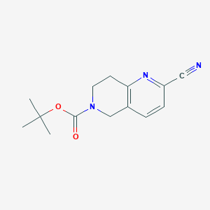 Chemical structure of 6-Boc-5,6,7,8-tetrahydro-1,6-naphthyridine-2-carbonitrile
