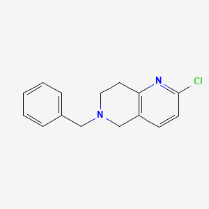 Chemical structure of 6-Benzyl-2-chloro-5,6,7,8-tetrahydro-1,6-naphthyridine