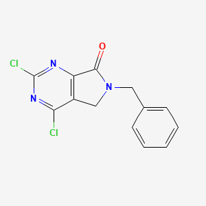 Chemical structure of 6-Benzyl-2,4-dichloro-5H-pyrrolo(3,4-d)pyrimidin-7-one