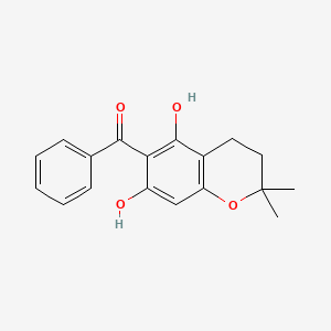 Chemical structure of 6-Benzoyl-5,7-dihydroxy-2,2-dimethylchromane