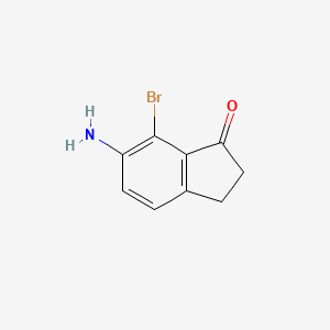 Chemical structure of 6-Amino-7-bromo-2,3-dihydro-1H-inden-1-one