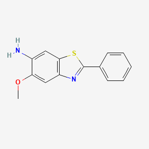 Chemical structure of 6-amino-5-methoxy-2-phenylbenzothiazole