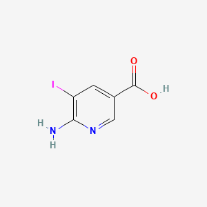 Chemical structure of 6-Amino-5-iodonicotinic acid