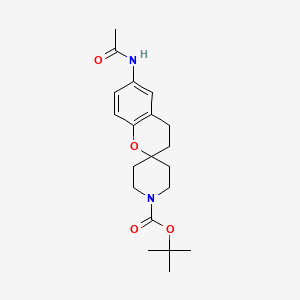 Chemical structure of 6-Acetylamino-2-spiro(N-Boc-piperidine-4-yl)-benzopyran