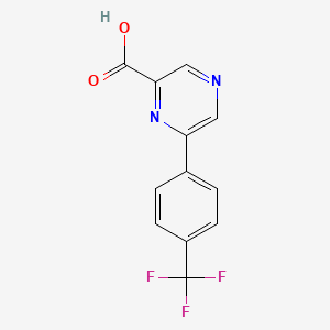 Chemical structure of 6-[4-(Trifluoromethyl)phenyl]pyrazine-2-carboxylic Acid