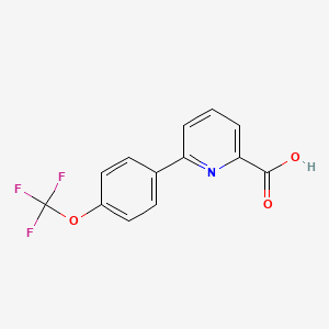Chemical structure of 6-[4-(Trifluoromethoxy)phenyl]pyridine-2-carboxylic Acid