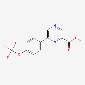 Chemical structure of 6-[4-(Trifluoromethoxy)phenyl]pyrazine-2-carboxylic Acid