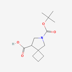Chemical structure of 6-[(tert-butoxy)carbonyl]-6-azaspiro[3.4]octane-8-carboxylic acid
