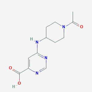 Chemical structure of 6-[(1-Acetylpiperidin-4-yl)amino]pyrimidine-4-carboxylic acid