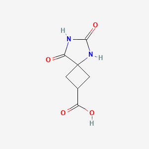 Chemical structure of 6,8-dioxo-5,7-diazaspiro[3.4]octane-2-carboxylic acid