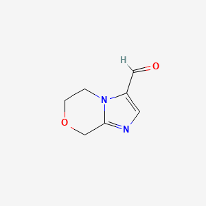 Chemical structure of 5H,6H,8H-imidazo[2,1-c][1,4]oxazine-3-carbaldehyde