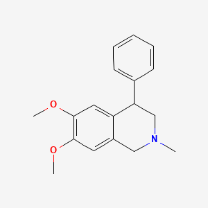 Chemical structure of 6,7-Dimethoxy-2-methyl-4-phenyl-1,2,3,4-tetrahydroisoquinoline