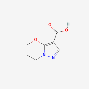 Chemical structure of 5H,6H,7H-pyrazolo[3,2-b][1,3]oxazine-3-carboxylic acid