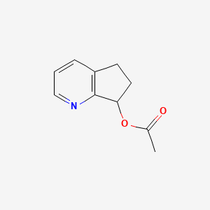 Chemical structure of 5H,6H,7H-cyclopenta(b)pyridin-7-yl acetate