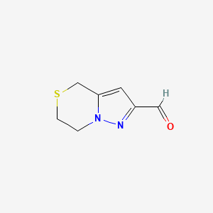 Chemical structure of 6,7-Dihydro-4H-pyrazolo[5,1-c][1,4]thiazine-2-carbaldehyde