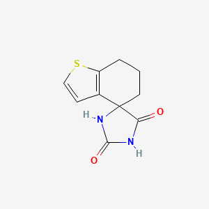 Chemical structure of 6,7-dihydro-2'H,5H,5'H-spiro[1-benzothiophene-4,4'-imidazolidine]-2',5'-dione
