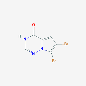 Chemical structure of 6,7-Dibromo-3H,4H-pyrrolo[2,1-f][1,2,4]triazin-4-one