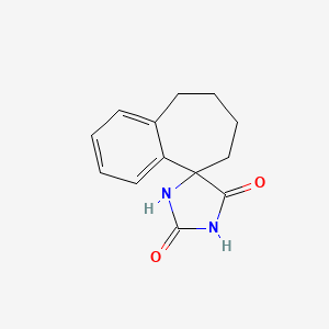 Chemical structure of 6,7,8,9-tetrahydrospiro[benzo[7]annulene-5,4'-imidazolidine]-2',5'-dione