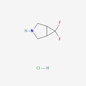 Chemical structure of 6,6-difluoro-3-azabicyclo[3.1.0]hexane hydrochloride