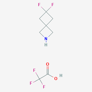 Chemical structure of 6,6-Difluoro-2-azaspiro[3.3]heptane 2,2,2-trifluoroacetate