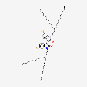 Chemical structure of 6,6'-Dibromo-1,1'-bis(4-decyltetradecyl)-[3,3'-biindolinylidene]-2,2'-dione