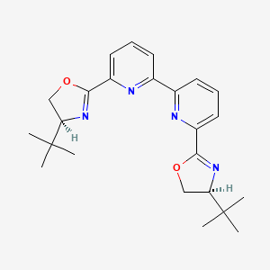 Chemical structure of 6,6'-Bis((S)-4-(tert-butyl)-4,5-dihydrooxazol-2-yl)-2,2'-bipyridine
