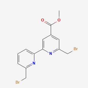 Chemical structure of 6,6′-bis(bromomethyl)-2,2′-bipyridine-4-carboxylic acid methyl ester