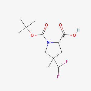 Chemical structure of 6(S)-5-BOC-1,1-DIFLUORO-5-AZASPIRO[2.4]HEPTANE-6-CARBOXYLIC ACID
