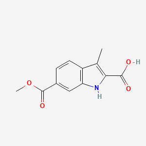 Chemical structure of 6-(Methoxycarbonyl)-3-Methyl-1H-Indole-2-Carboxylic Acid