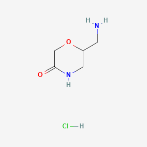 Chemical structure of 6-(Aminomethyl)Morpholin-3-One Hydrochloride