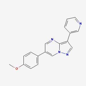 Chemical structure of 6-(4-Methoxyphenyl)-3-(pyridin-3-yl)pyrazolo[1,5-a]pyrimidine